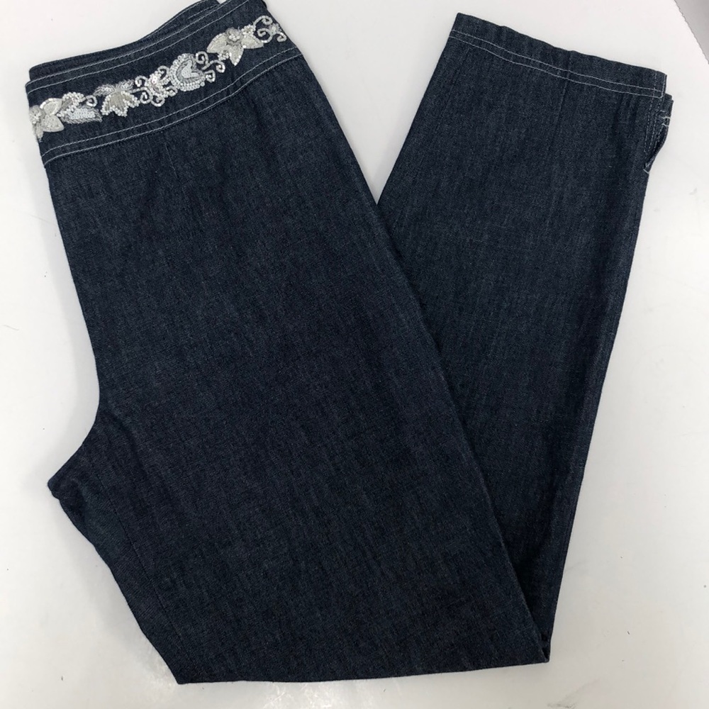 Escada Sequin Embellished Denim like Pants